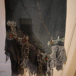 Beaded Demin Skirt S Size
